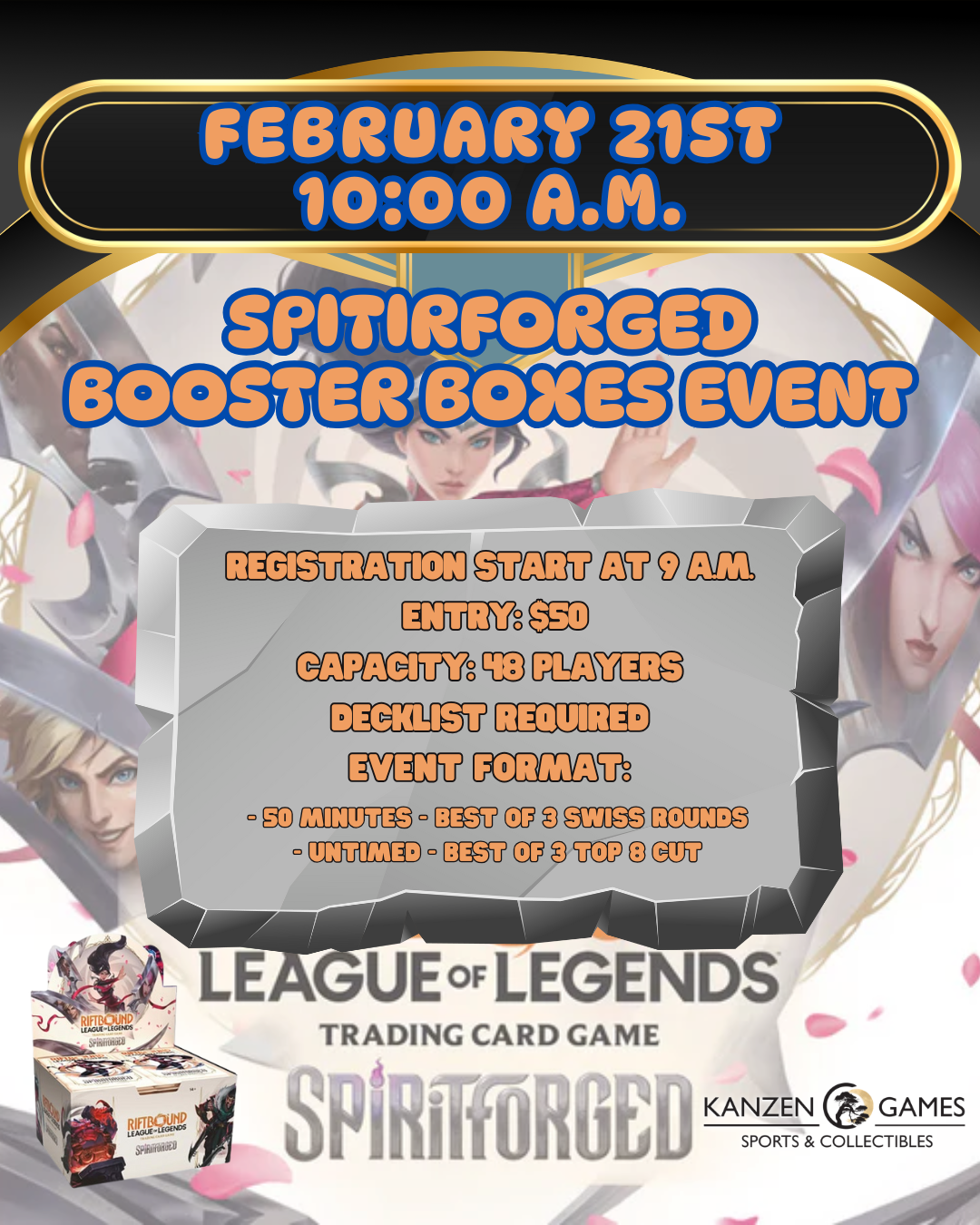 Riftbound TCG Spiritforged Booster Boxes Event - February 21st @ 10:00 A.M.