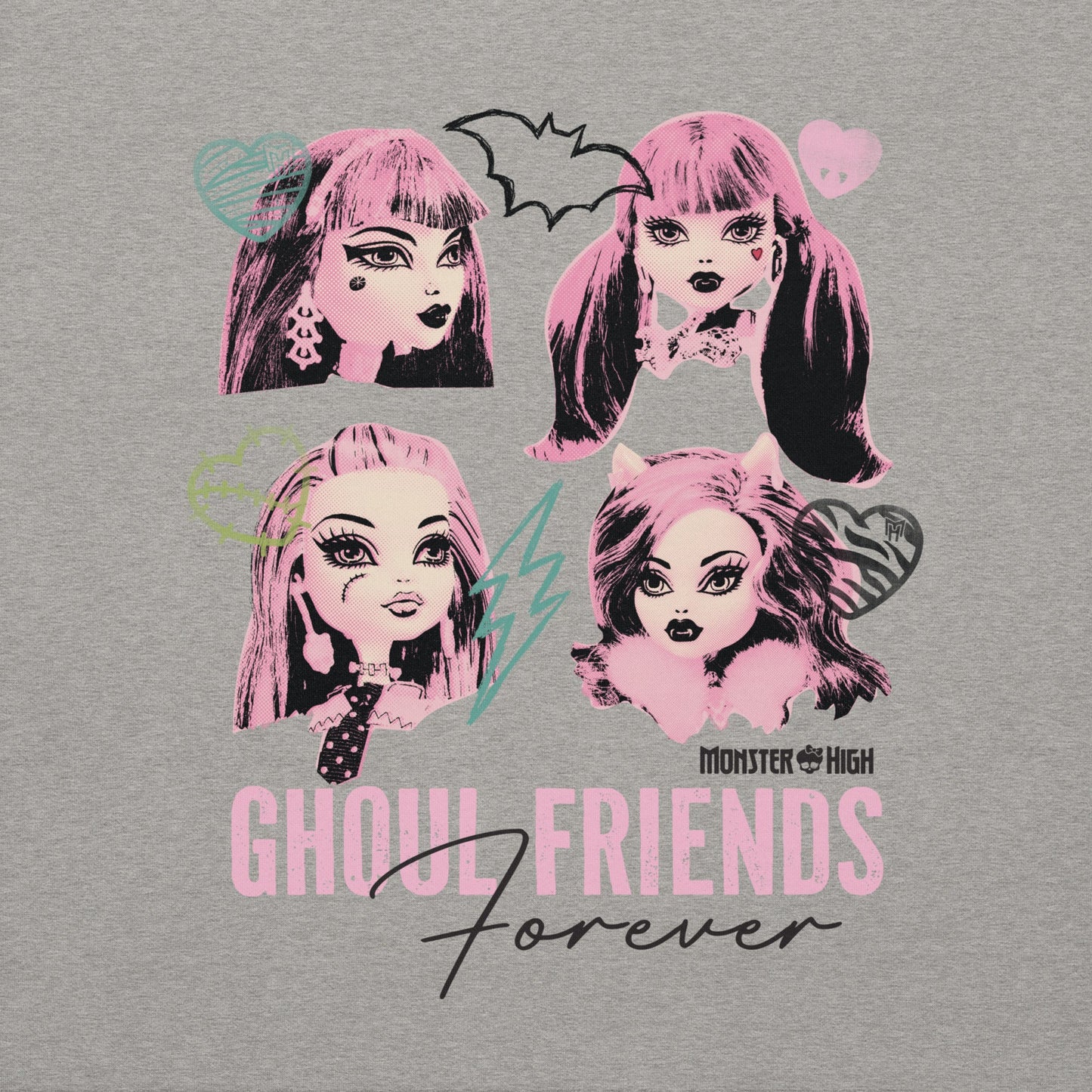 Monster High Ghoul Friends Embroidered Gray Hoodie