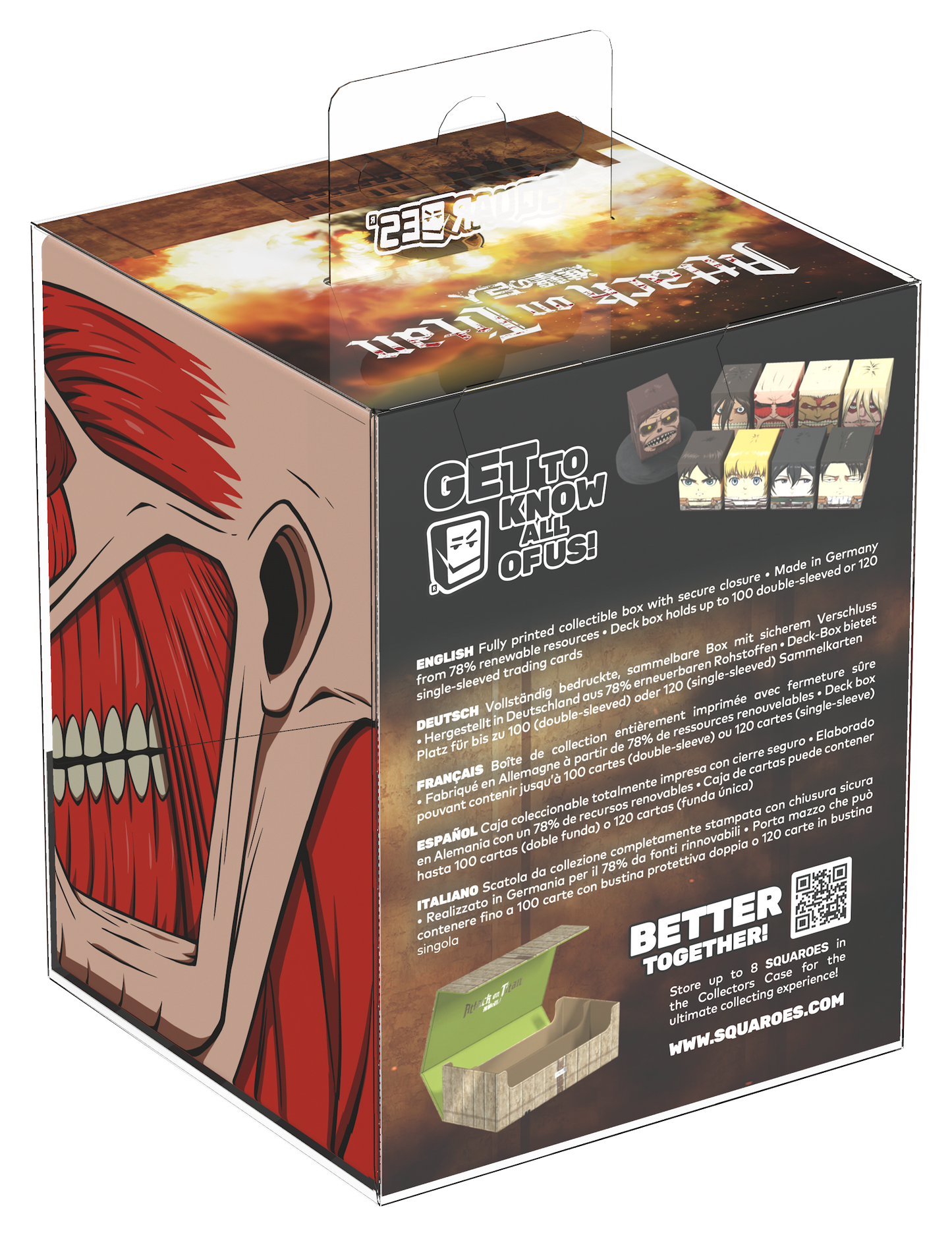 Ultimate Guard - Squaroes 100ct Deck Box - Attack on Titan - COLOSSAL TITAN (Pre-Order)