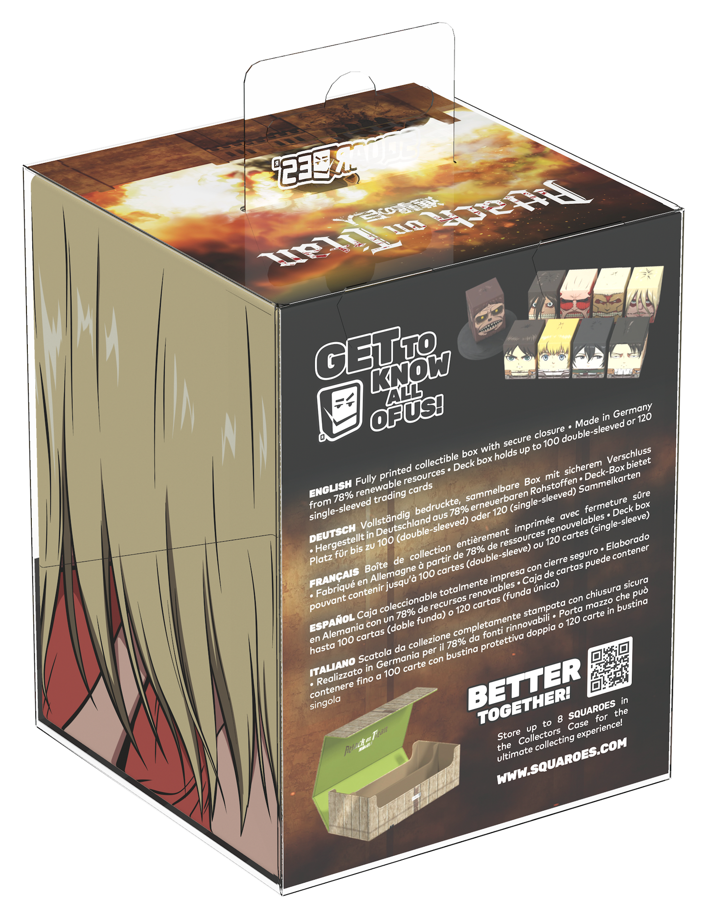 Ultimate Guard - Squaroes 100ct Deck Box - Attack on Titan - FEMALE TITAN (Pre-Order)