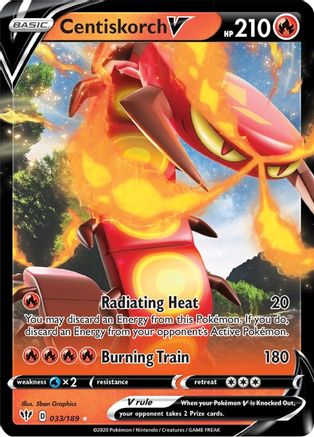 Centiskorch V 033/189  - Holofoil SWSH03 Darkness Ablaze - Ultra Rare