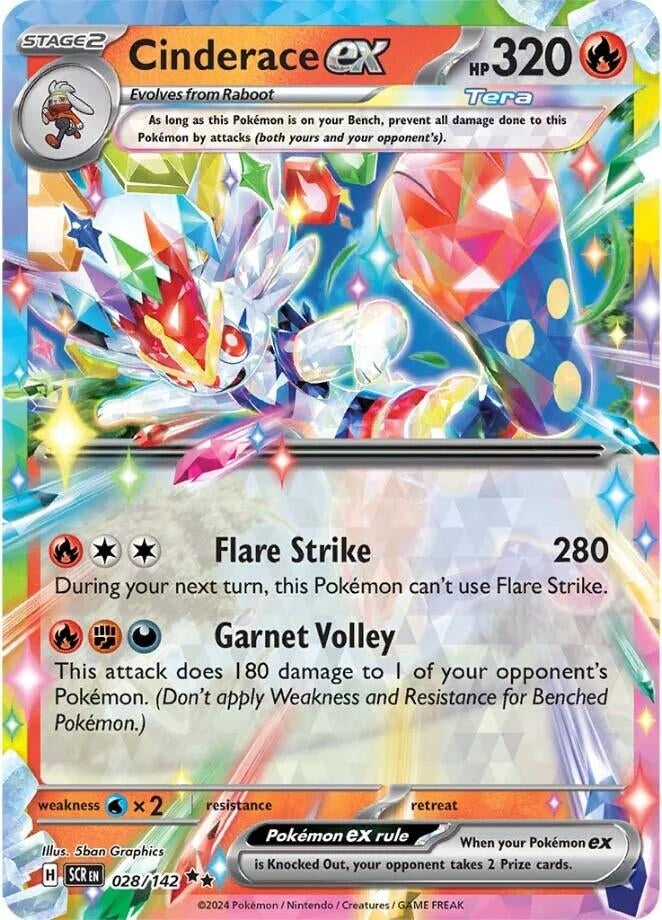 Cinderace ex (028/142) (Holofoil) [SV07: Stellar Crown]