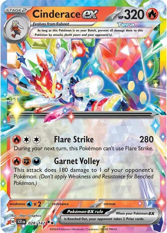 Cinderace ex (028/142) (Holofoil) [SV07: Stellar Crown]