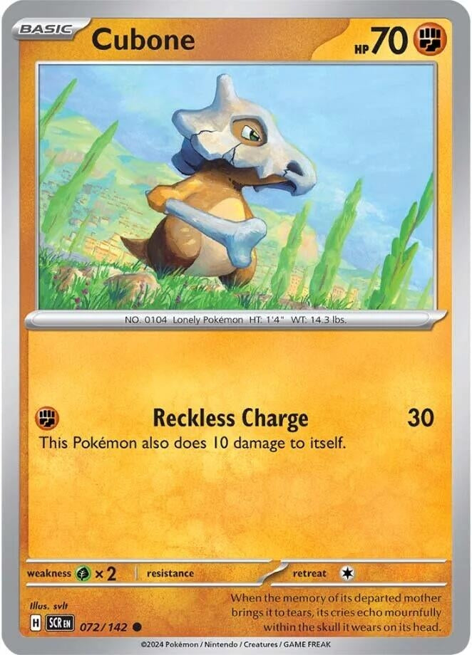 Cubone (072/142) (Reverse Holofoil) [SV07: Stellar Crown]