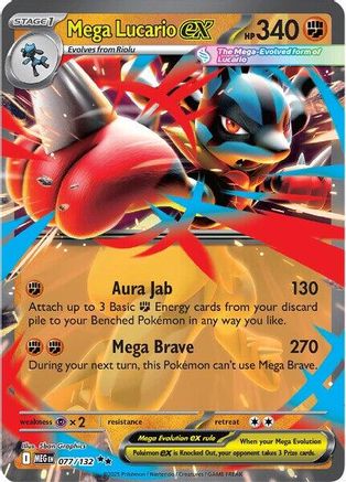 Mega Lucario ex 077/132  - Holofoil