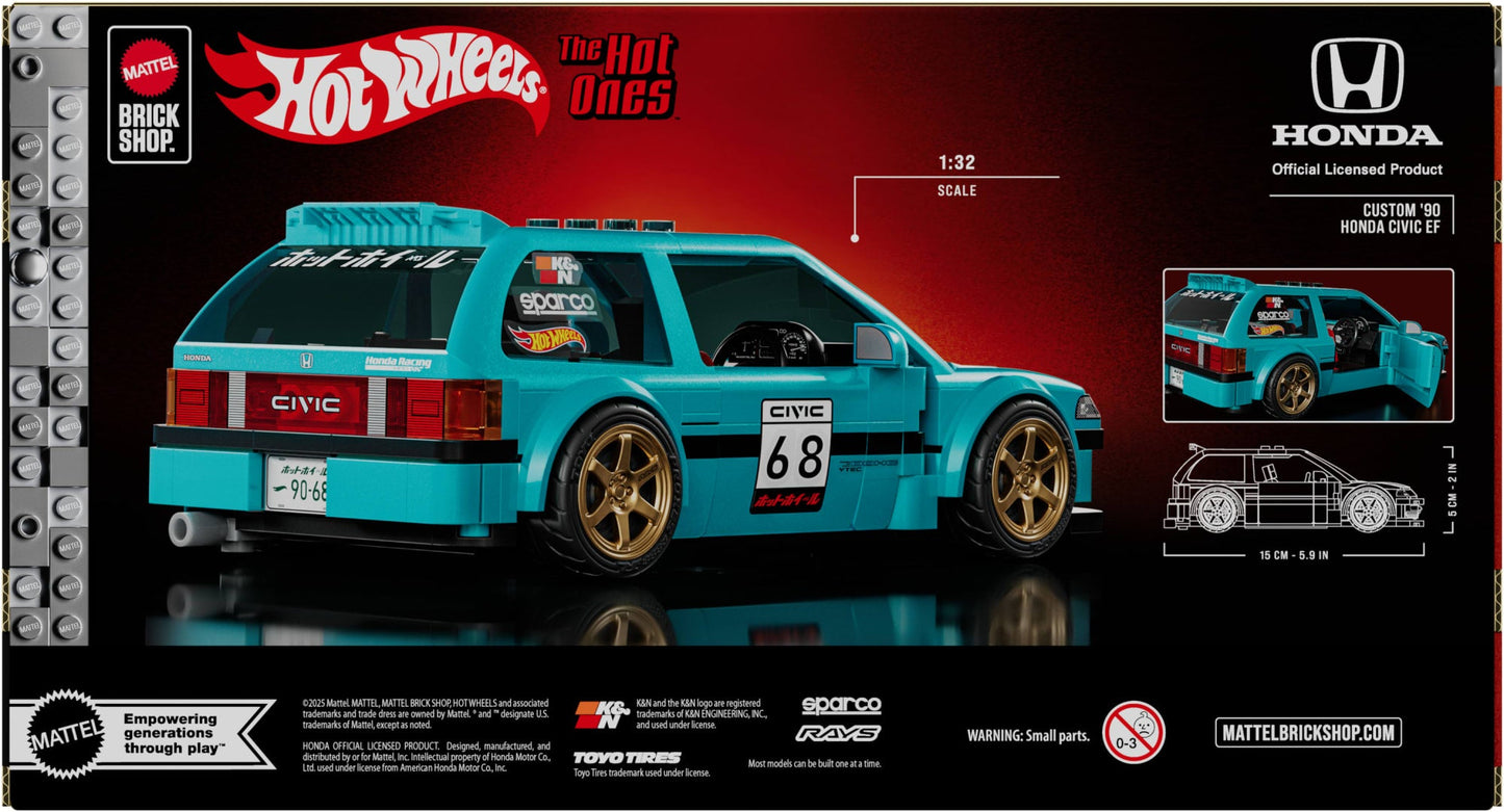 Mattel Brick Shop Hot Wheels Custom '90 Honda Civic EF Building Set