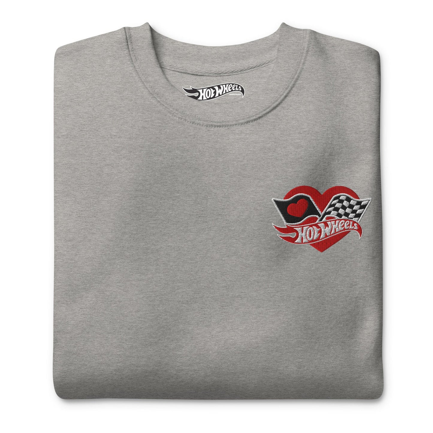 Hot Wheels Checkered Hearts Embroidered Gray Sweatshirt