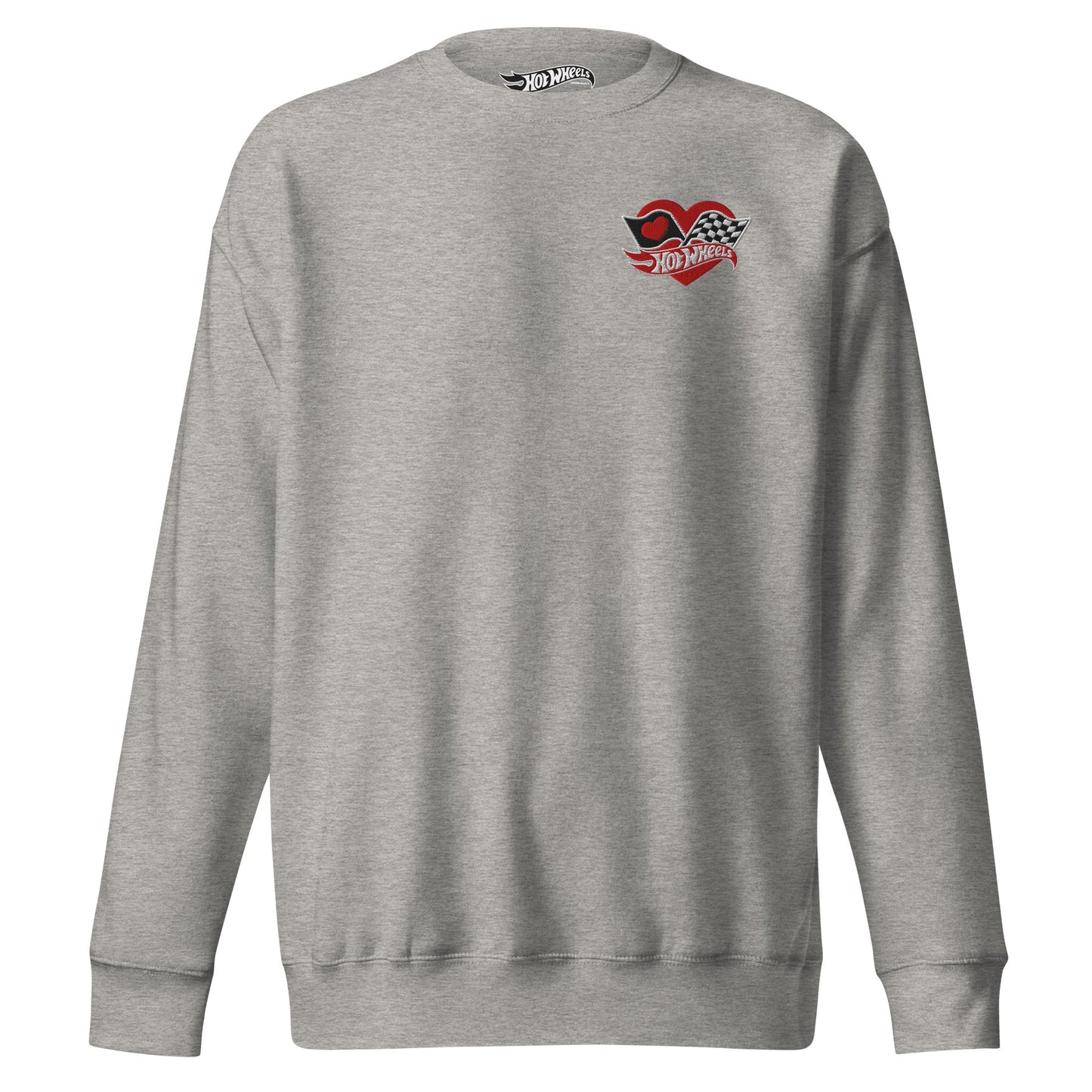 Hot Wheels Checkered Hearts Embroidered Gray Sweatshirt