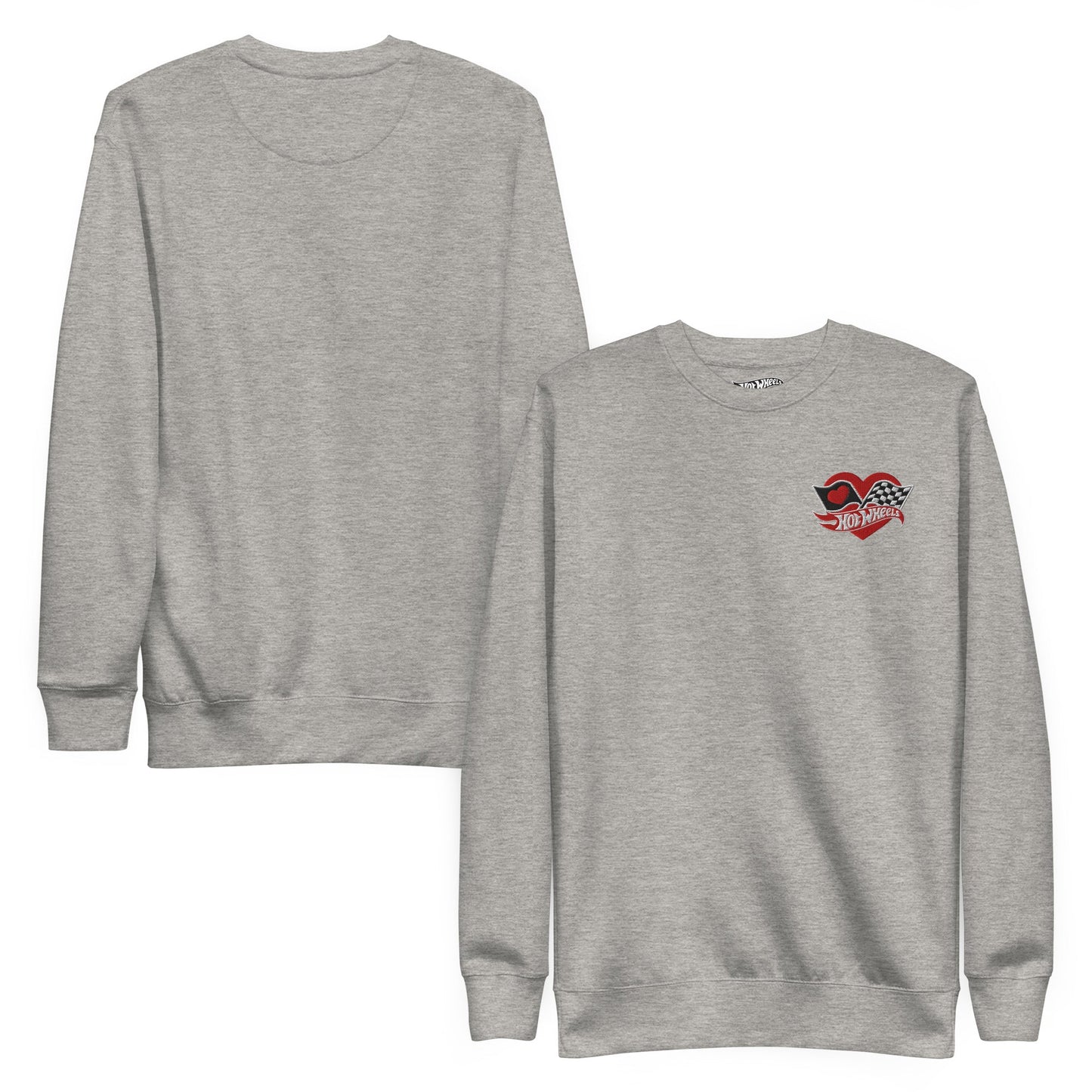 Hot Wheels Checkered Hearts Embroidered Gray Sweatshirt